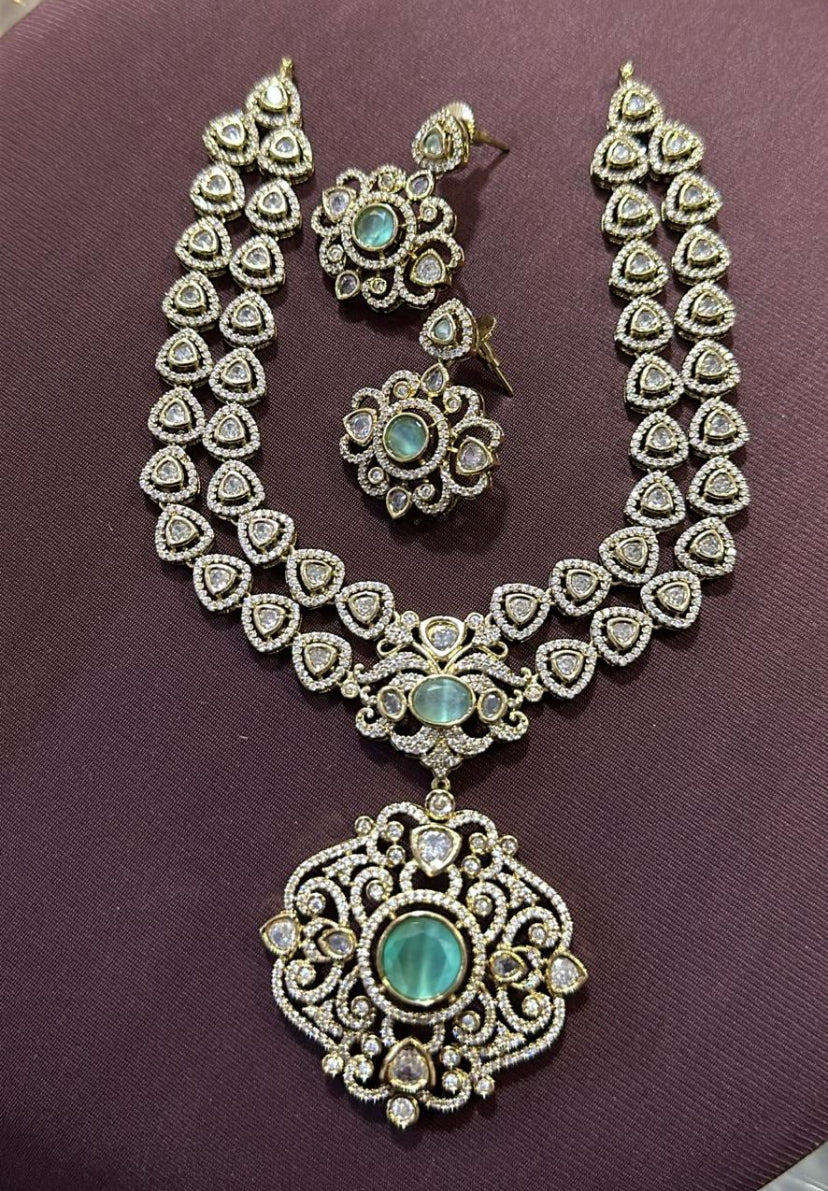 Royal Victoria 2layer Necklace -Blue Aksha Trends