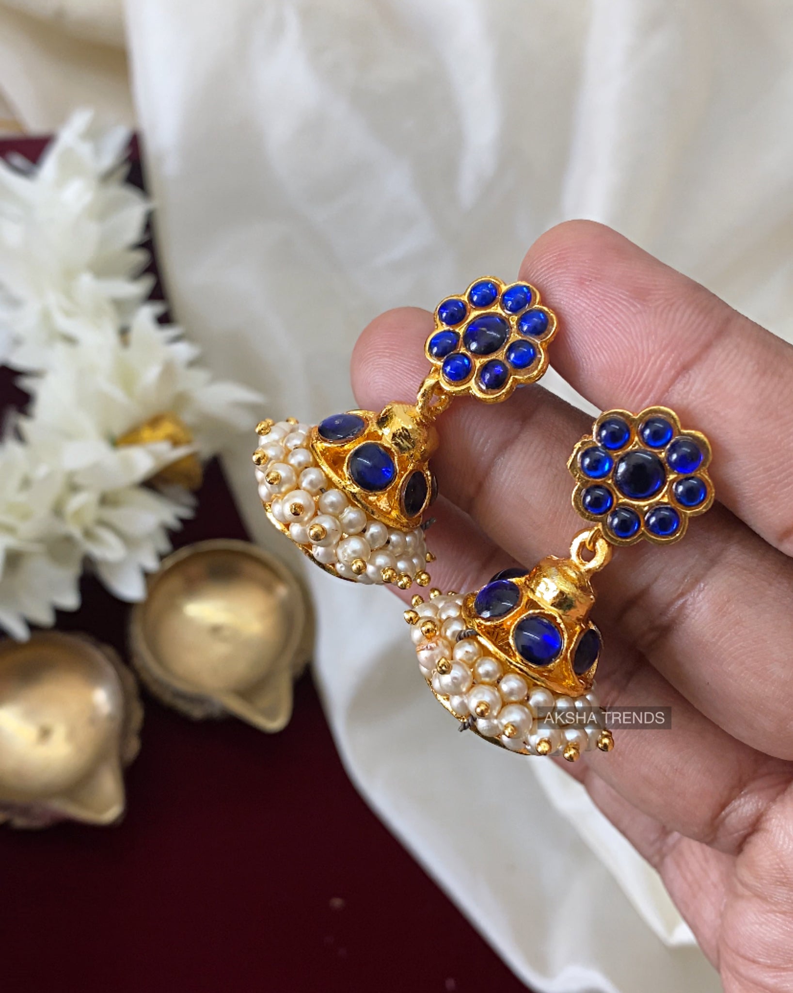 Crunchy Fashion Jewellery Royal Bling Traditional Blue Stone Jhumka Earrings  for Girls/Women : Amazon.in: Fashion