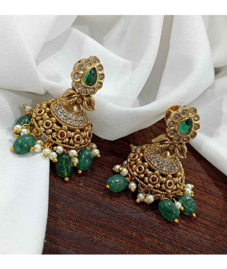 Bridal jhumka green Aksha Trends