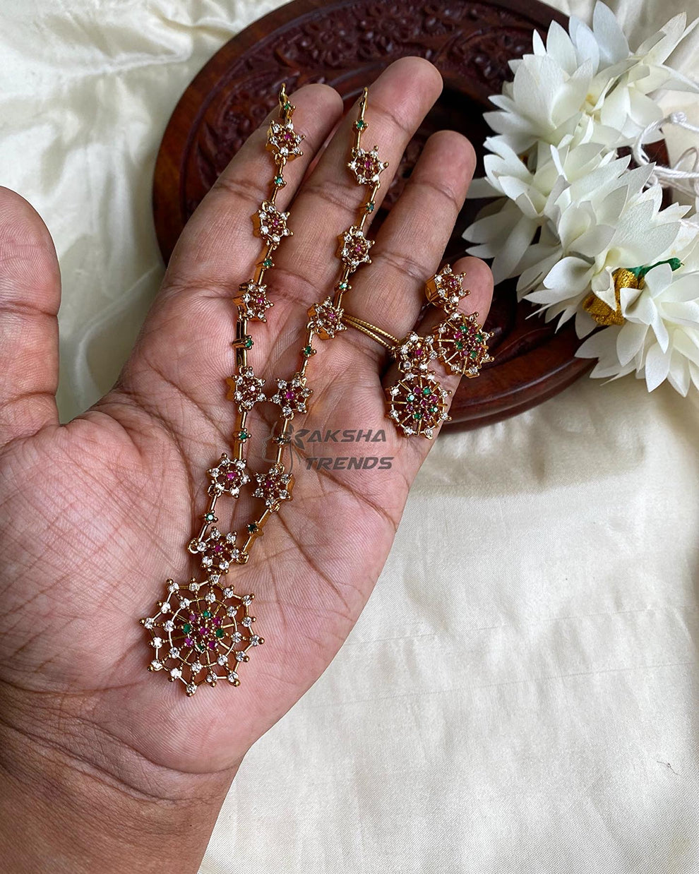 Floral Nakshatra diamond necklace Aksha Trends 