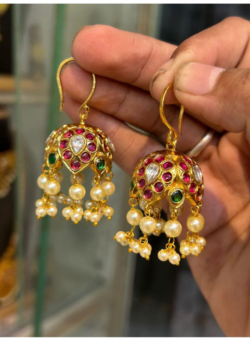 Real kemp hook jhumkas Aksha Trends