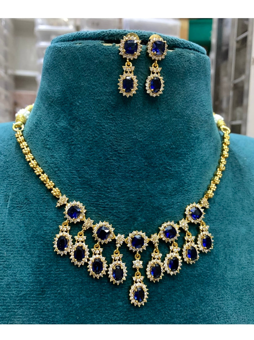 Royal Diamond Necklace -Blue Aksha Trends