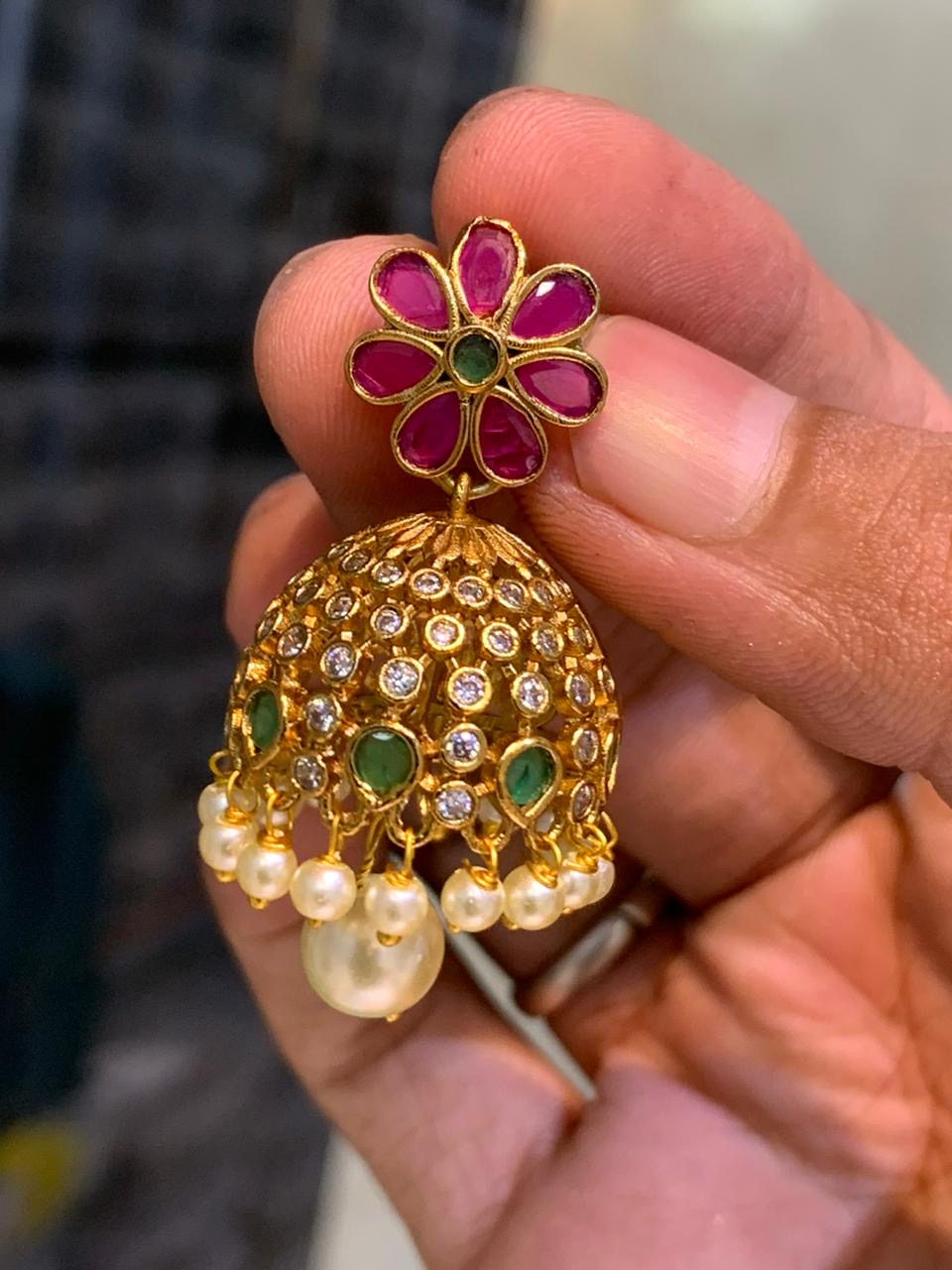 Floral diamond jhumka Aksha Trends 