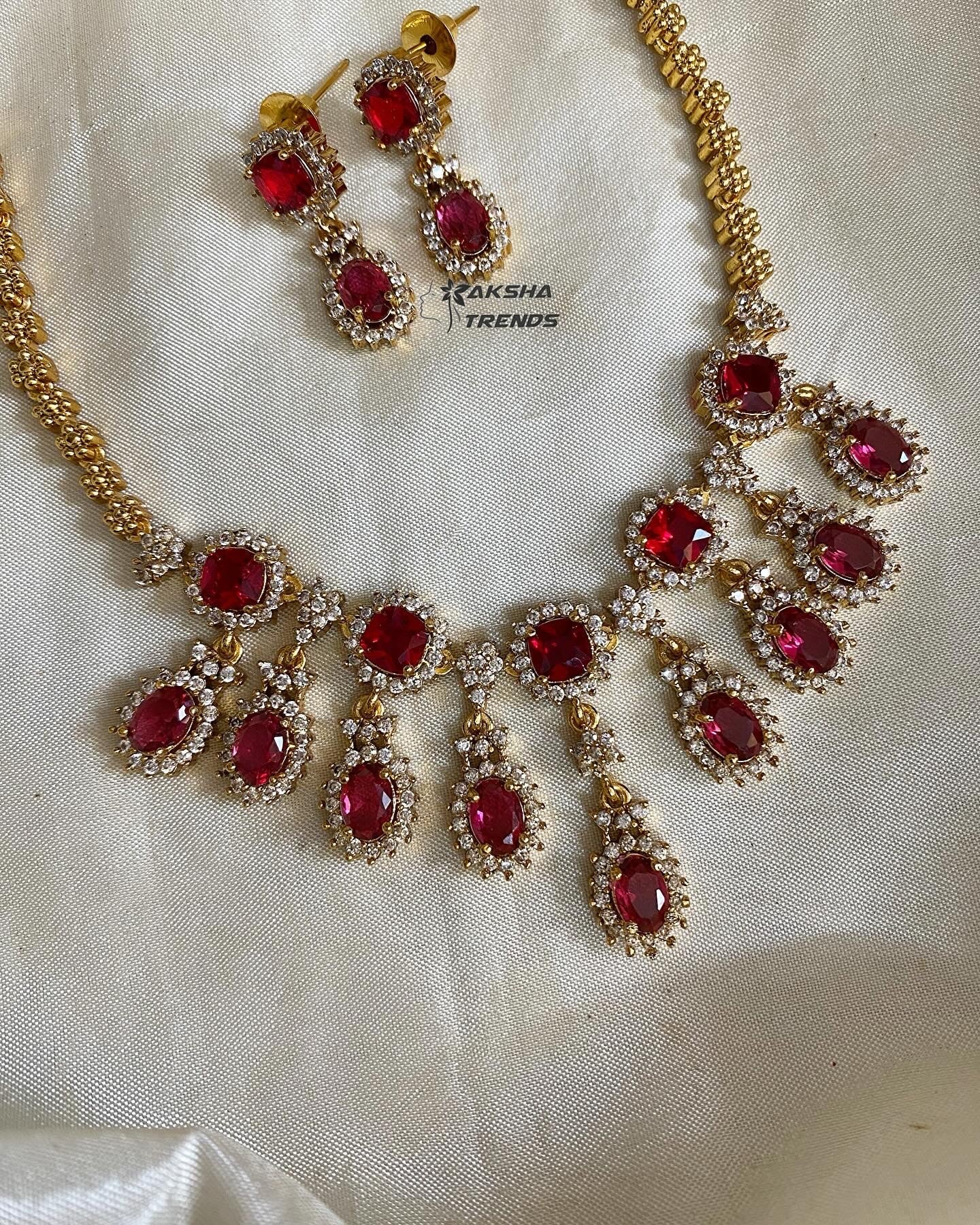 Royal Diamond Necklace -Ruby Aksha Trends