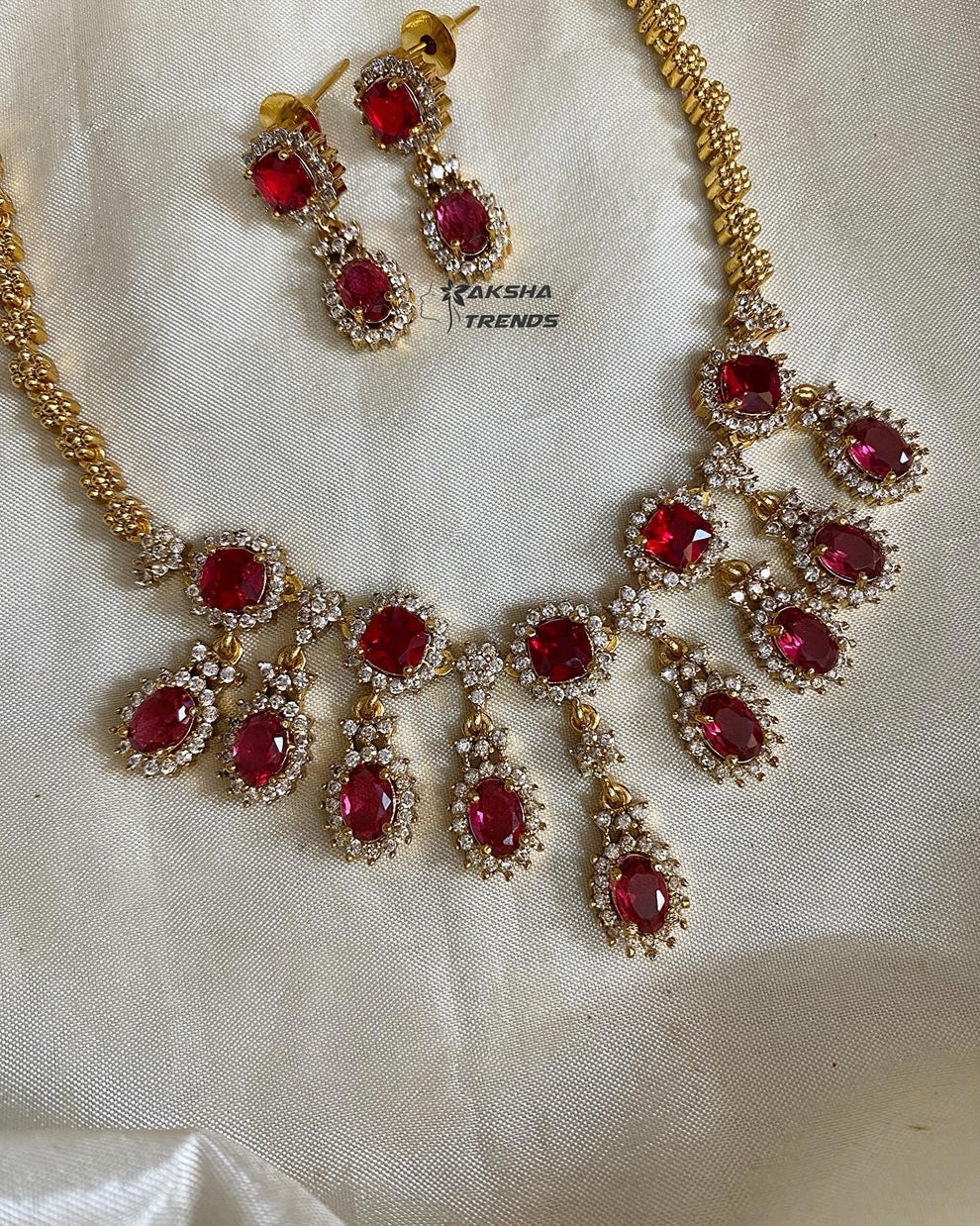 Royal Diamond Necklace -Ruby Aksha Trends 
