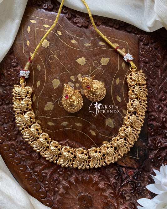 Golden peacock Necklace Aksha Trends