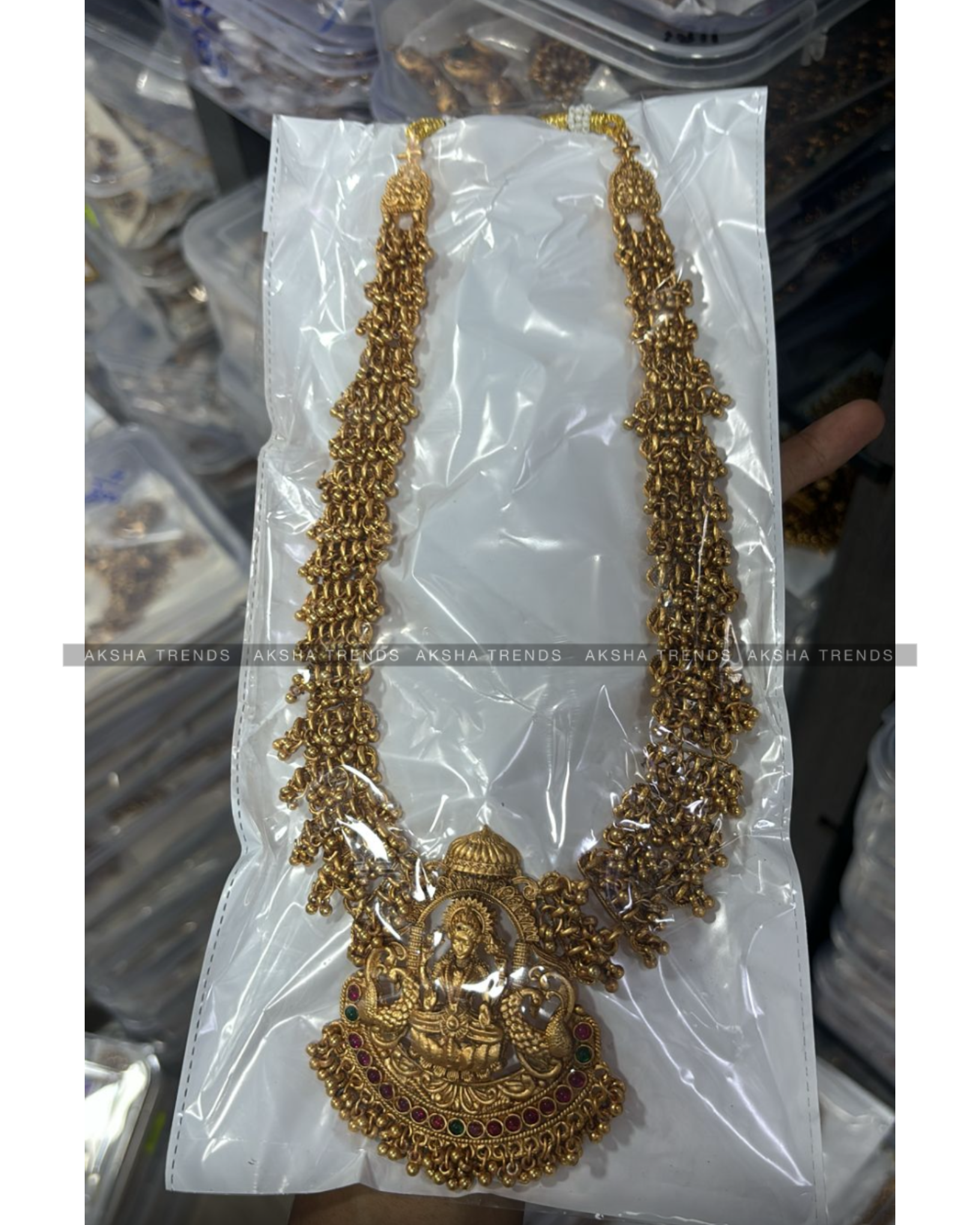 Golden cluster bead bridal haram Aksha Trends