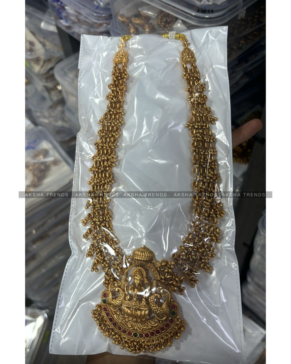 Golden cluster bead bridal haram Aksha Trends 