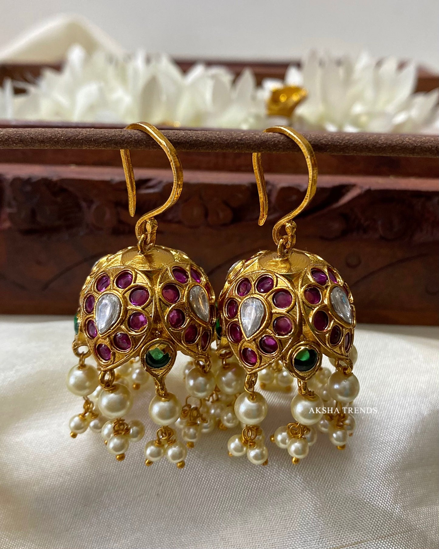 Real kemp hook jhumkas Aksha Trends