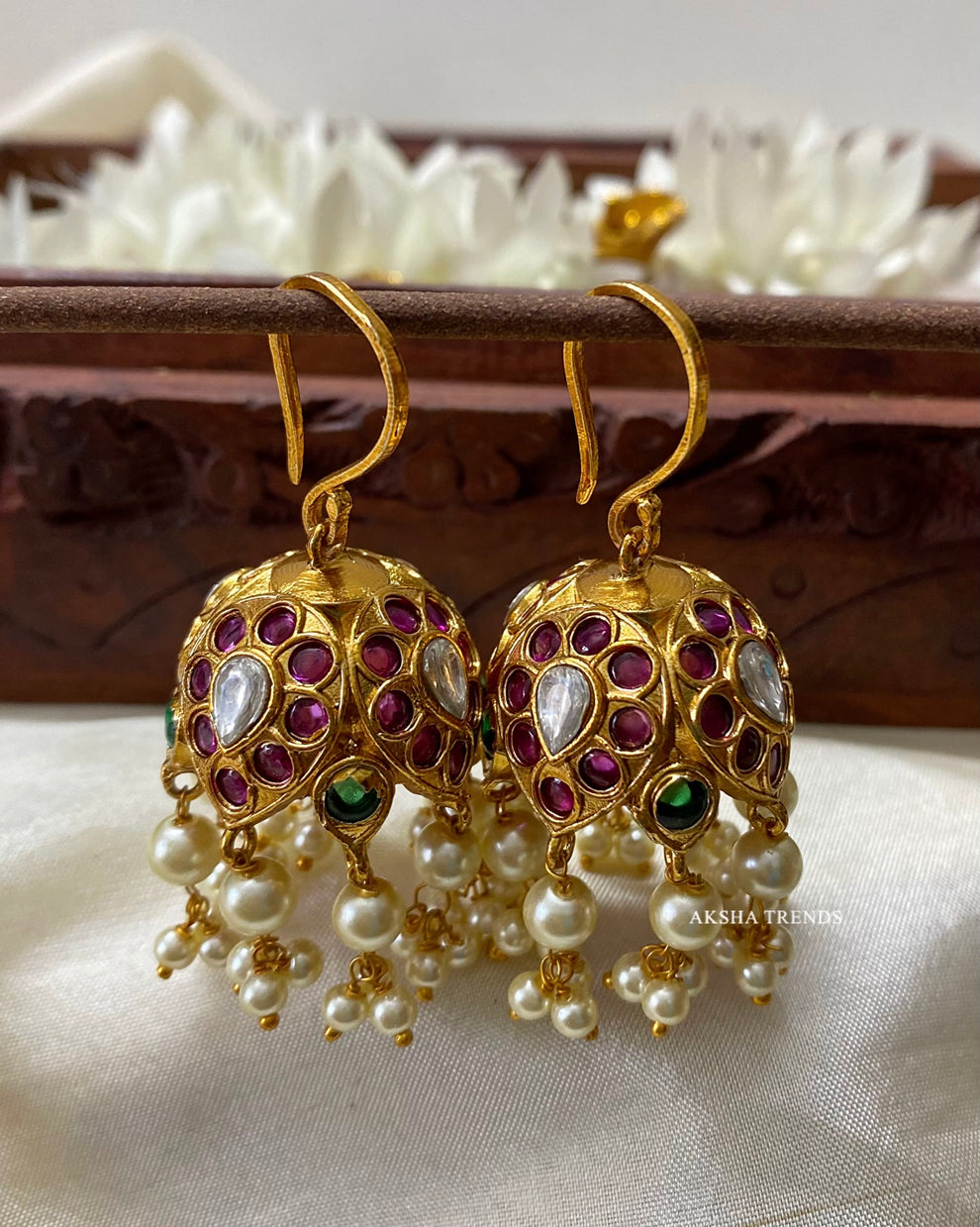 Real kemp hook jhumkas Aksha Trends 