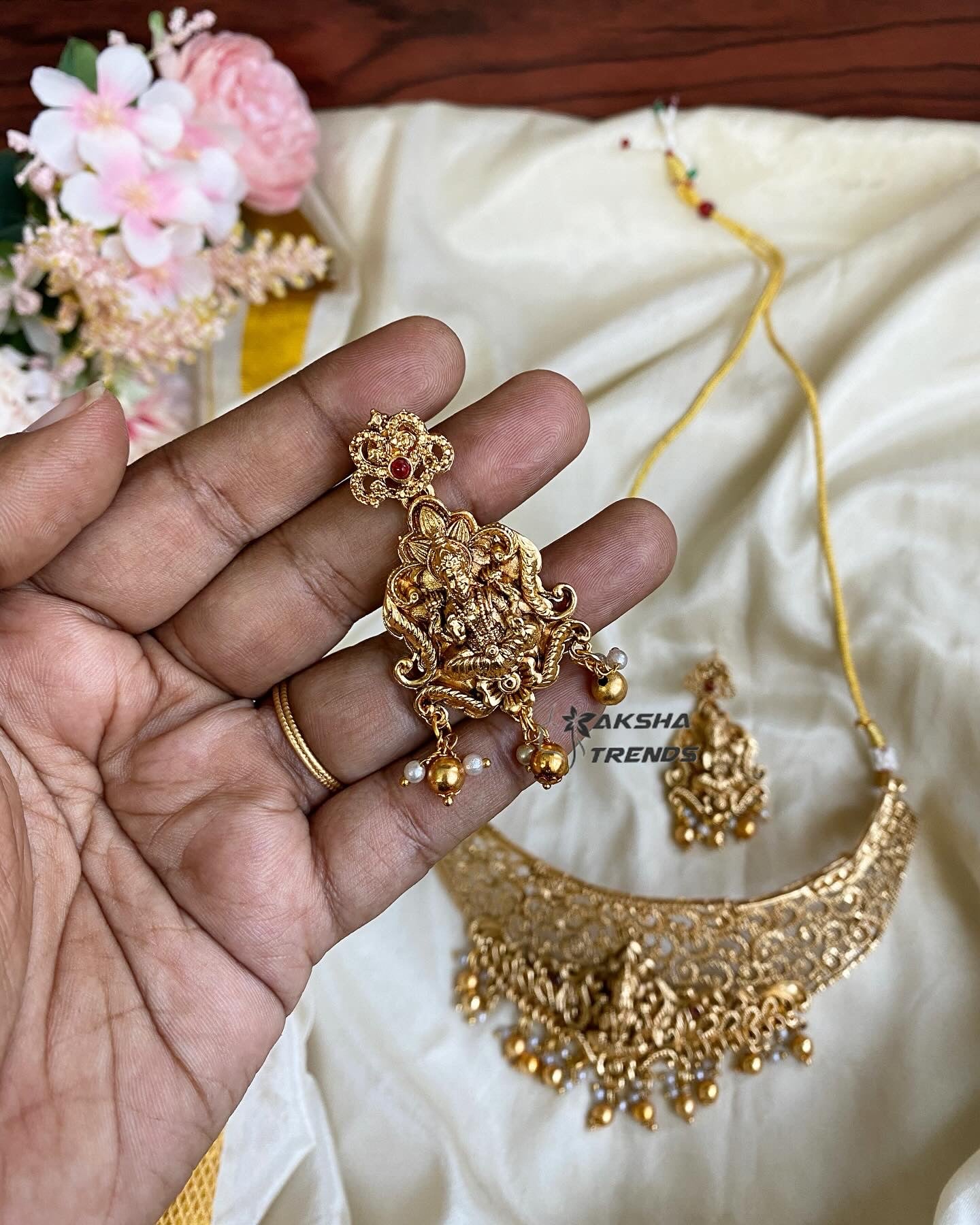 Golden Lakshmi choker Aksha Trends