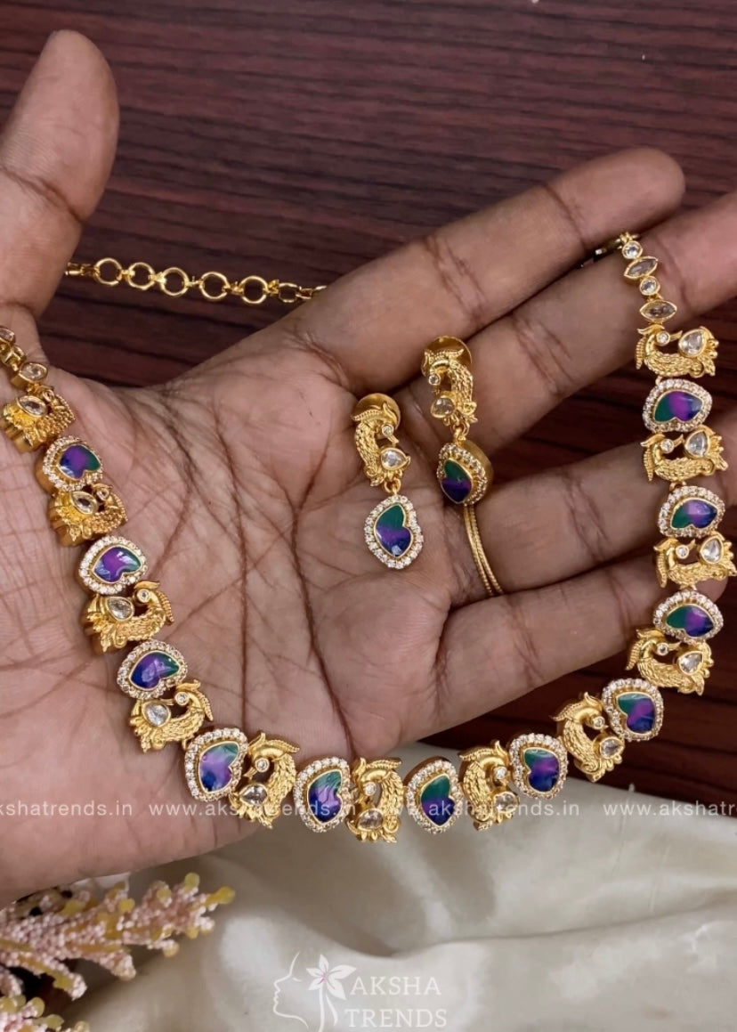 Peacock diamond necklace Aksha Trends