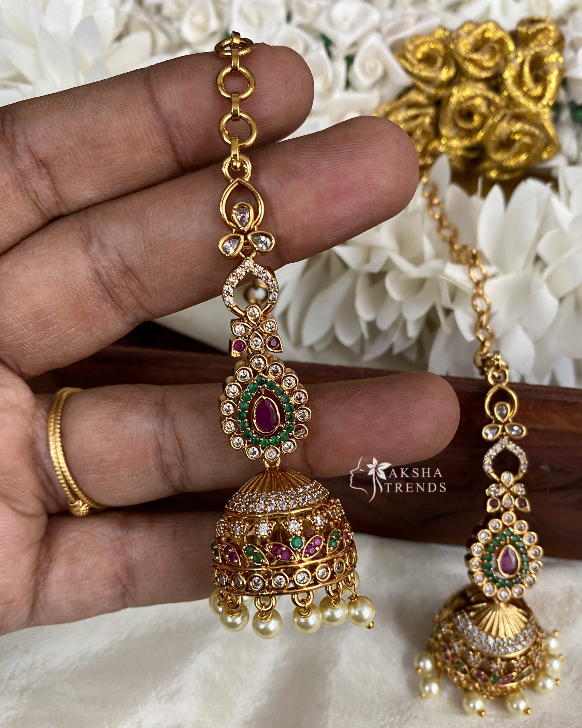 Bridal AD Jhumkas with Earmaati Aksha Trends