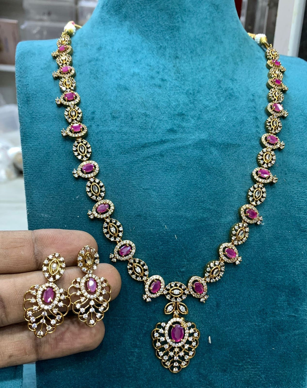 Floral diamond haram -Ruby Aksha Trends 