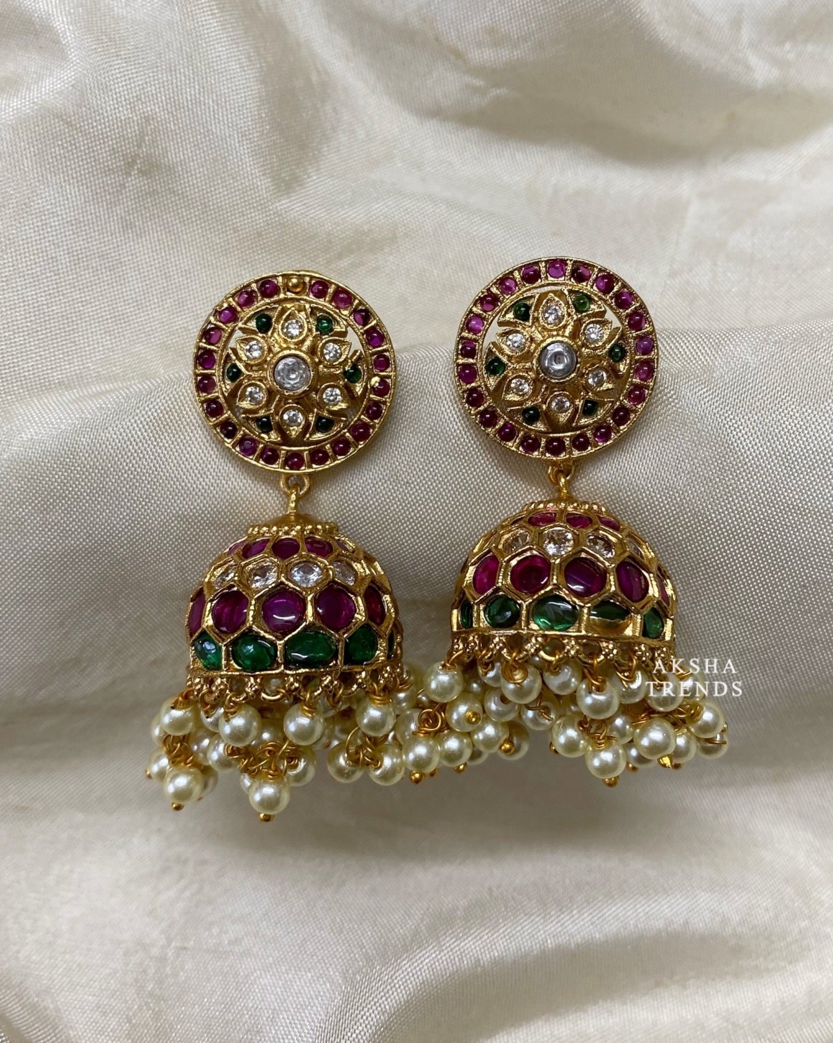 Bridal kempu Jhumkas Aksha Trends