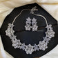 Silver rose flower diamond necklace Aksha Trends