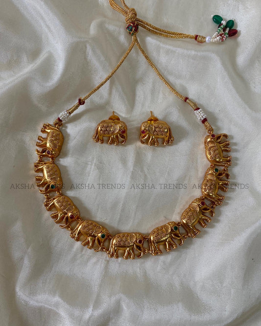 Elephant golden necklace Aksha Trends