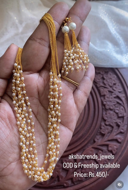 Layered goldplated bead chain Aksha Trends