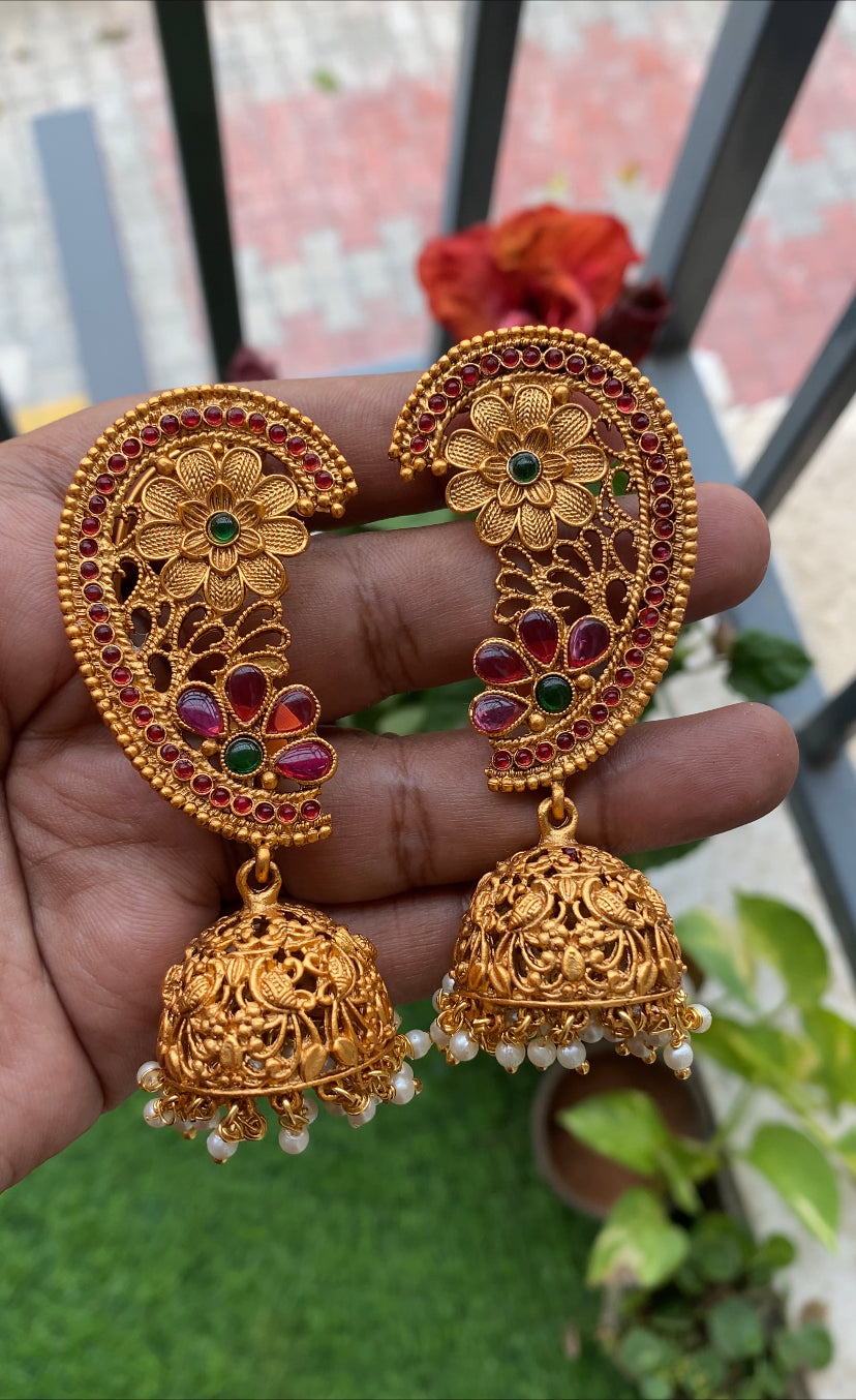 Akshara Majenta Antique Gold Plated Kundan Earrings – AG'S