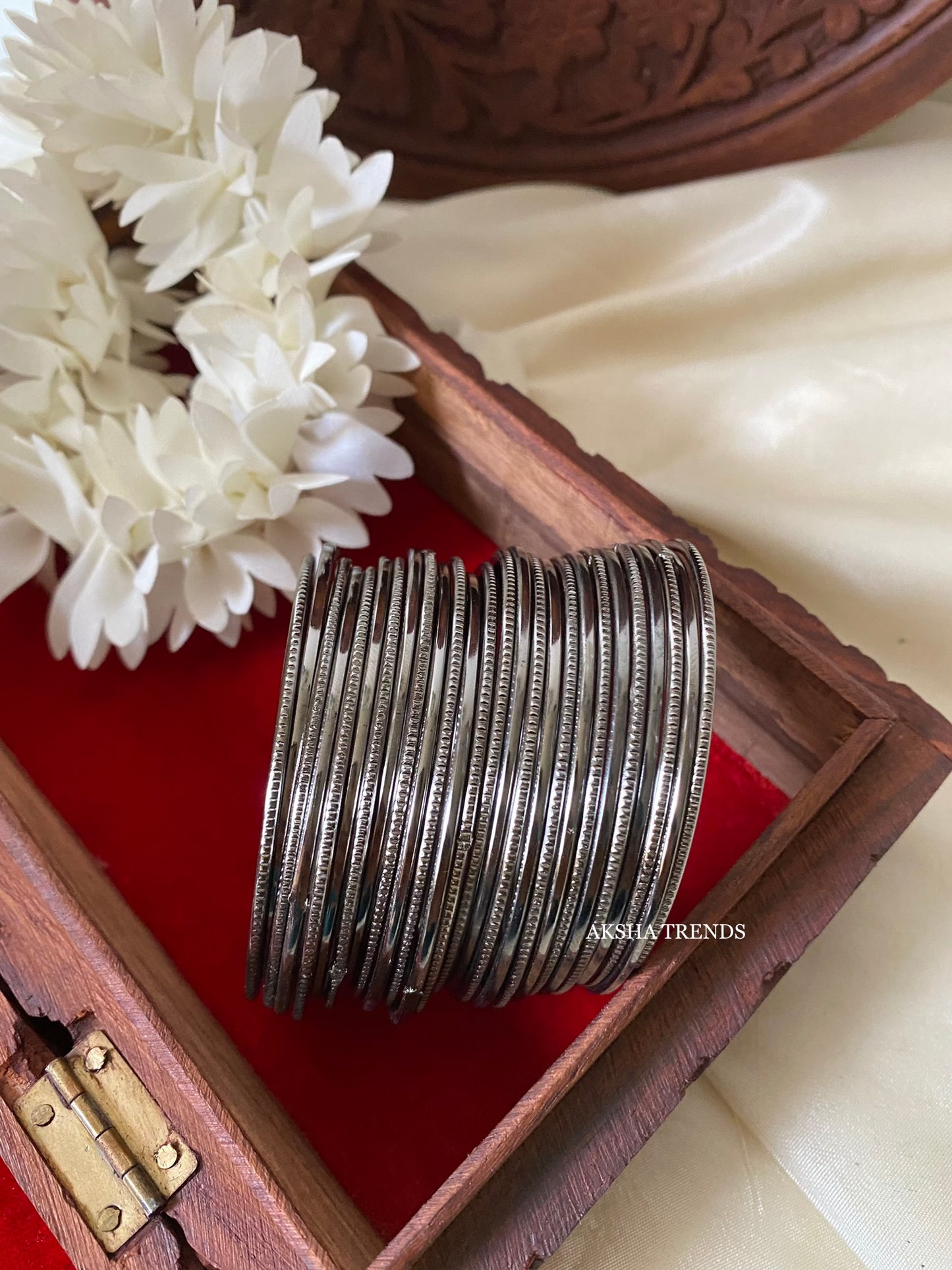 Black Silver fancy bangles Aksha Trends