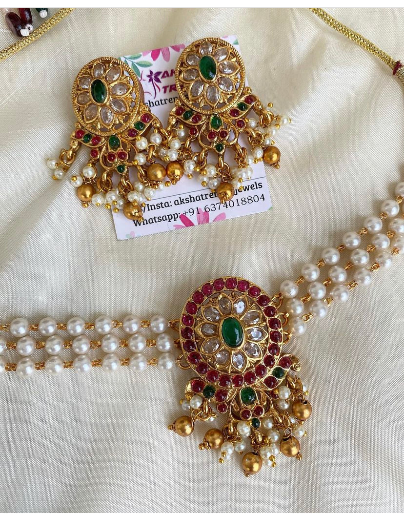 Oval premium AD choker Aksha Trends