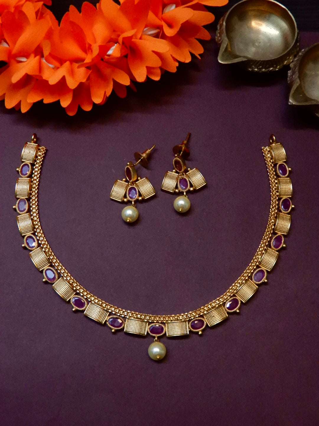 Goldplated AD necklace Aksha Trends