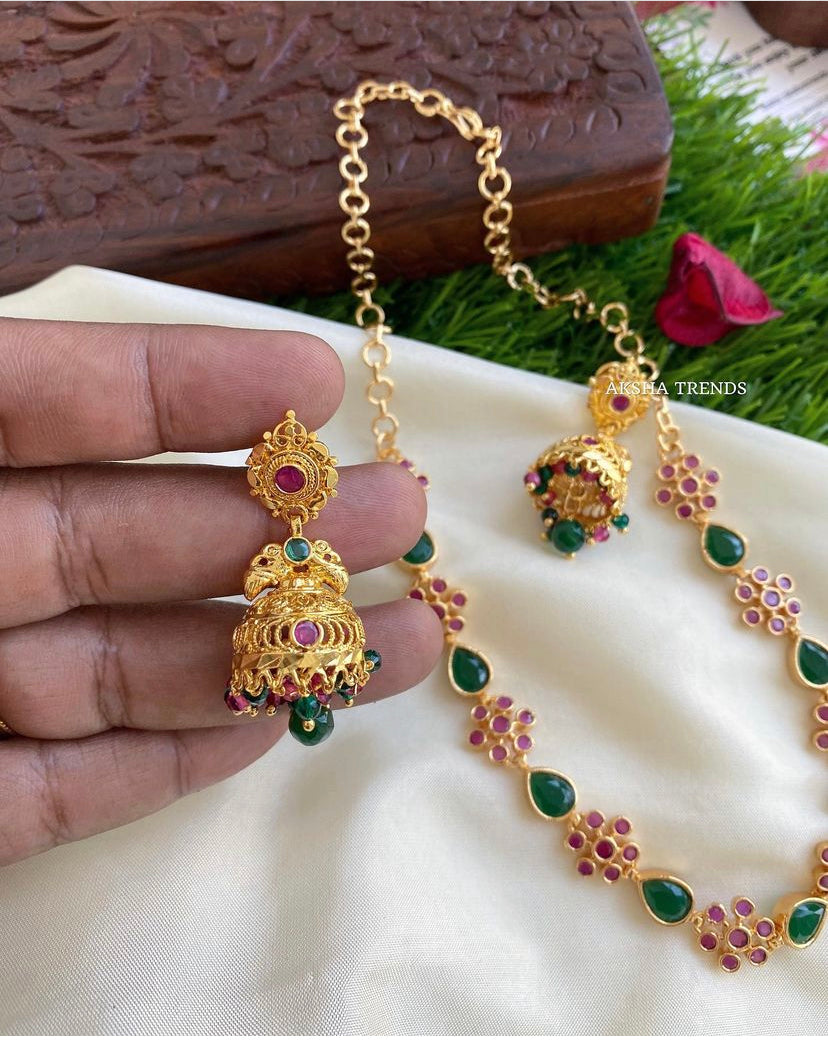 Goldplated premium emerald necklace Aksha Trends
