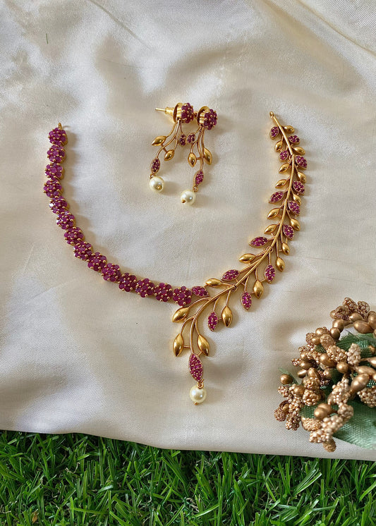 Goldplated diamond necklace -ruby Aksha Trends