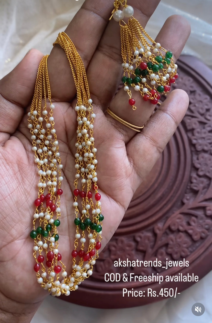 Layered goldplated bead chain Aksha Trends