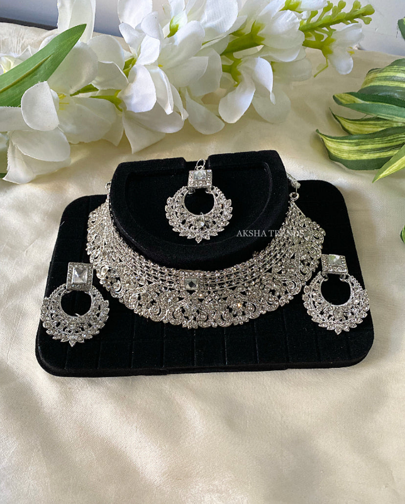 Silver fancy choker v2 Aksha Trends