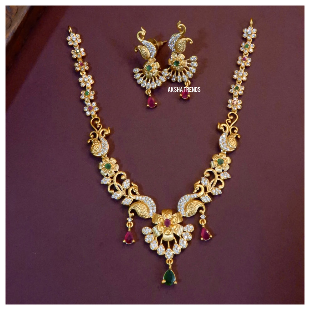 Floral AD premium necklace Aksha Trends 