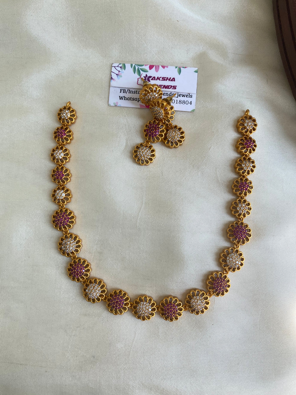 Golden floral AD necklace Aksha Trends 
